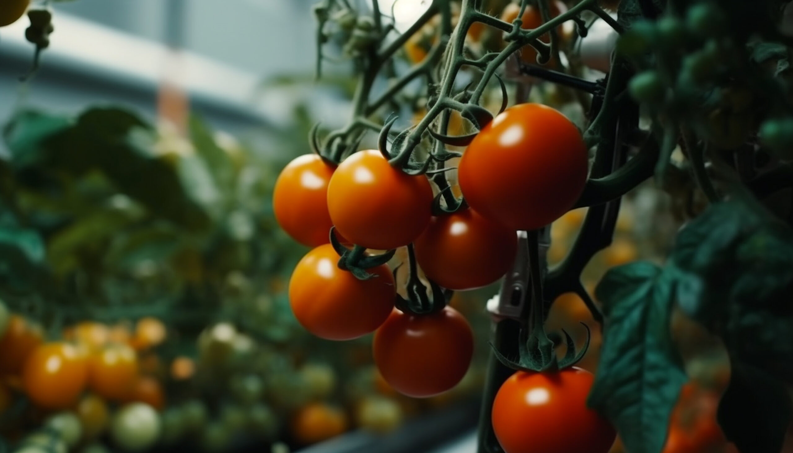 Juicy cherry tomatoes, ripe and multi colored generated by artificial intelligence